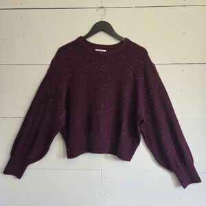 NWT Old Navy Women's XL Purple Solid Knit Sequin Crew Neck Long Sleeve Sweater